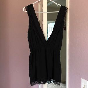 V-neck lace romper